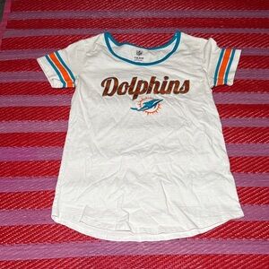 NFL Miami Dolphins Girls Glittery Graphic Tee Size XL (14) T-shirt